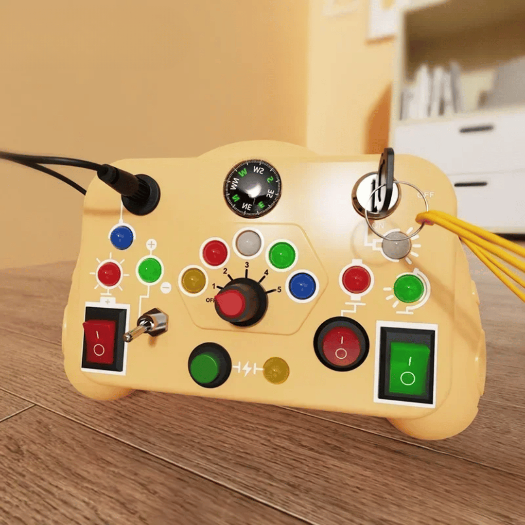 2_541ea475-d3d2-487f-ac74-a903d9b5794a Busy Light Board™ - Licht, Geluid&Plezier - Activiteiten bord Geel | Educatief Speelgoed - Afbeelding 1