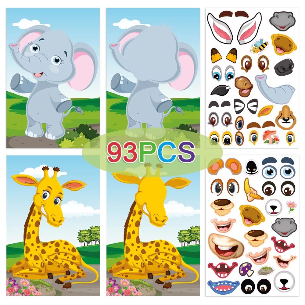 2_6821da40-1678-4aed-9b83-662a47bcfb4a Funny Faces™ – Dierenpret&Plakplezier– Herbruikbaar Stickerboek Dier - 93 Stickers | Educatief Speelgoed - Afbeelding 1