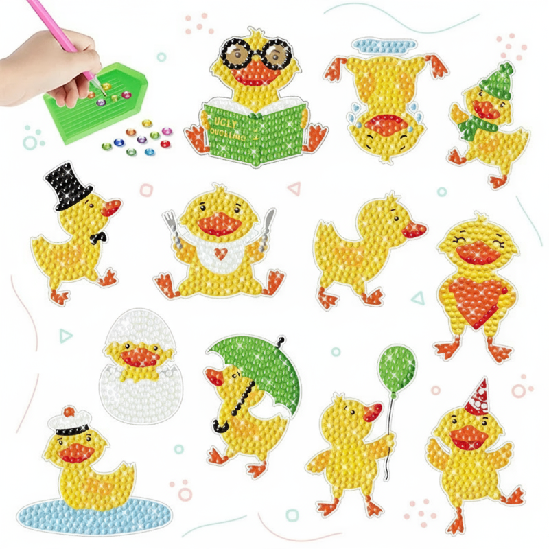 2_6bf58932-8b82-4ddc-bb79-e9f38957454c GemArt– Schattig&Glanzend– Diamant Painting Stickers Eend | Educatief Speelgoed - Afbeelding 1