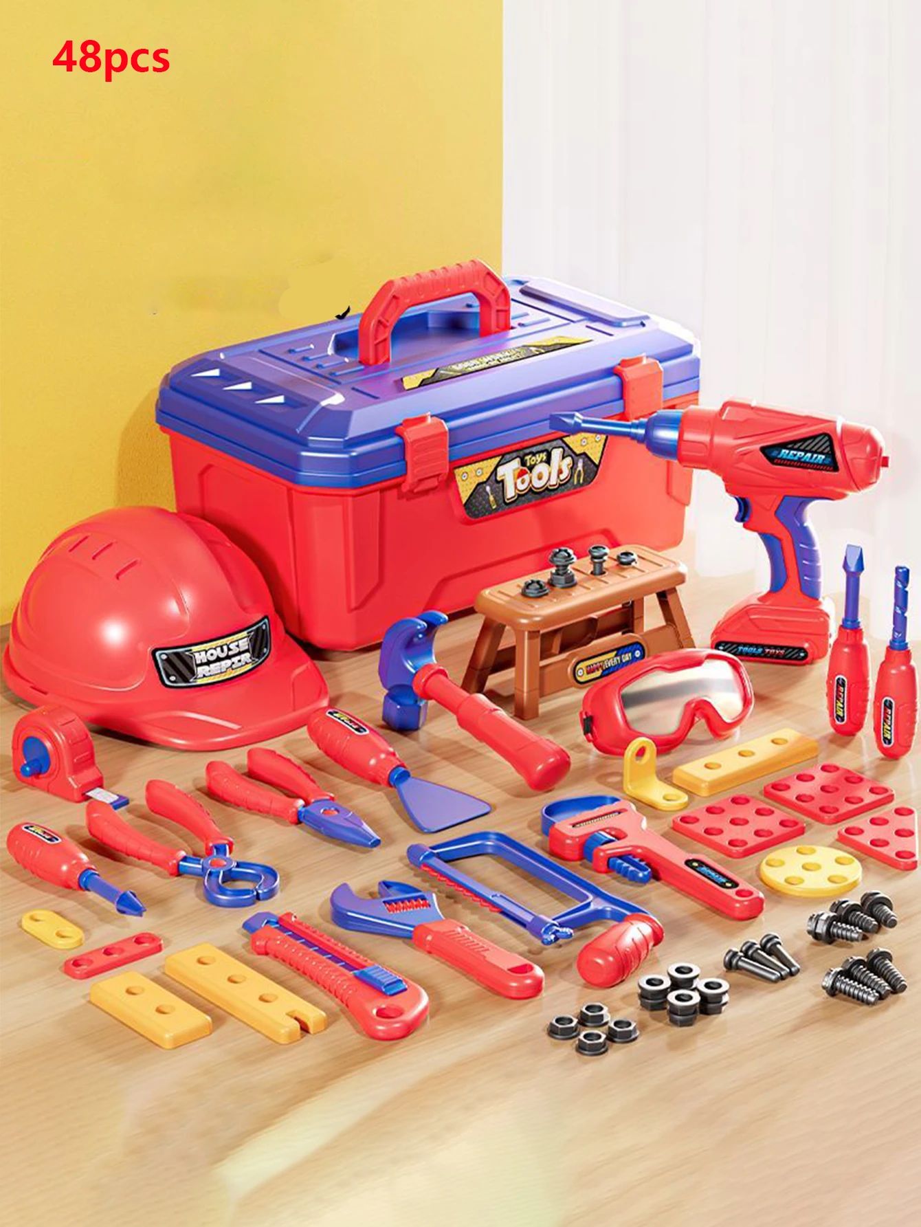 2_7ec1d759-3fc6-4c72-adc7-5863f52db330 Kids Toolbox– Stoer&Leerzaam– Gereedschap Speelgoed 48-delige set | Educatief Speelgoed - Afbeelding 1