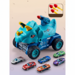 TurboRex– Avontuurlijk&Interactief– Dinosaurus Speelgoedauto Blauw - 6 Auto / 6 auto's | Educatief Speelgoed