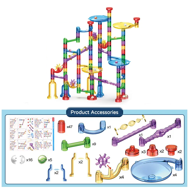 2_b0126827-14f0-429b-8744-95954a4377cd MarbleRun– Veilig&Educatief– Knikkerbaan Bouwset 130 stuks | Educatief Speelgoed - Afbeelding 1
