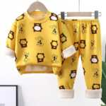 Mini Fashion™ - Kinder Cartoon Fleece Pyjama Geel - Bosdieren / Maat 120 (5-6 jaar) | Educatief Speelgoed