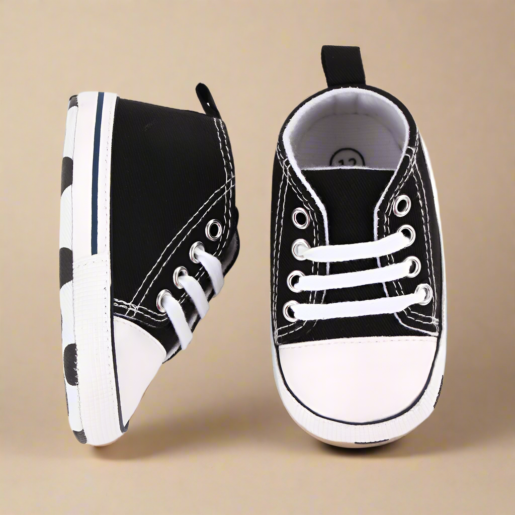 2_ed687da2-7b6e-4b06-b9c8-02c1a61c417e BabyStride– Ademend&Flexibel–'Eerste stapjes'Sneakers Zwart / 12 ( 6–12 maanden) | Educatief Speelgoed - Afbeelding 1