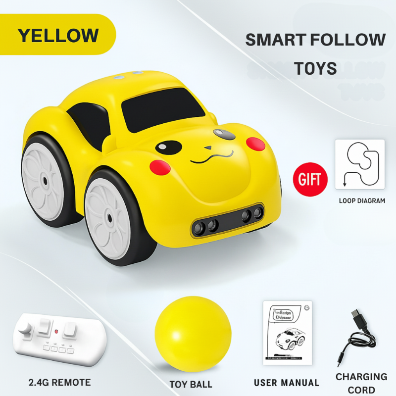 2_f5ab98a8-9ca7-46c8-b34f-545b07cff91c TinyRacer– Tekenplezier&Slim Rijden– Autonome Cartoon Auto Geel | Educatief Speelgoed - Afbeelding 1