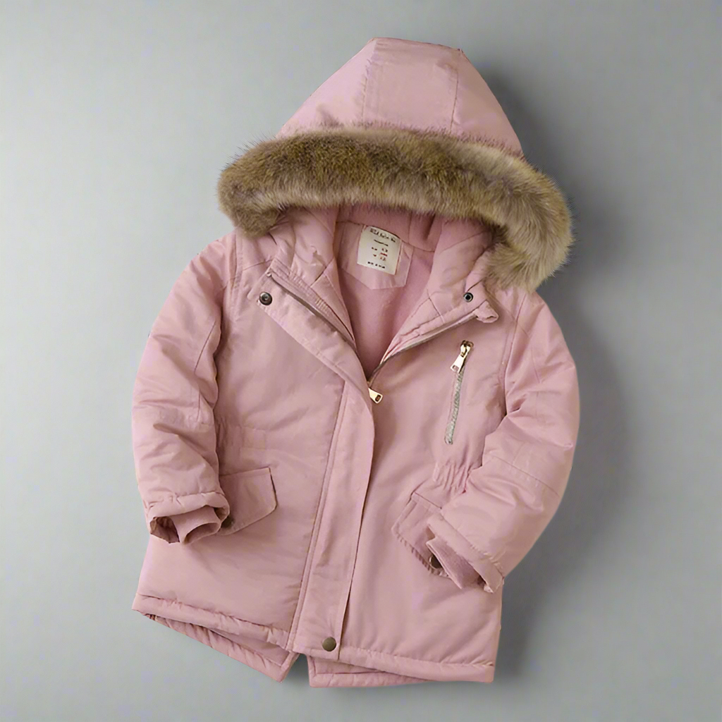 2_ffd75350-74ba-41a7-b4a2-fbc46183e15b CozyTrend– Elegant&Warm– Parka Winterjas met Bontkraag Roze / 120 (5–6 jaar) | Educatief Speelgoed - Afbeelding 1
