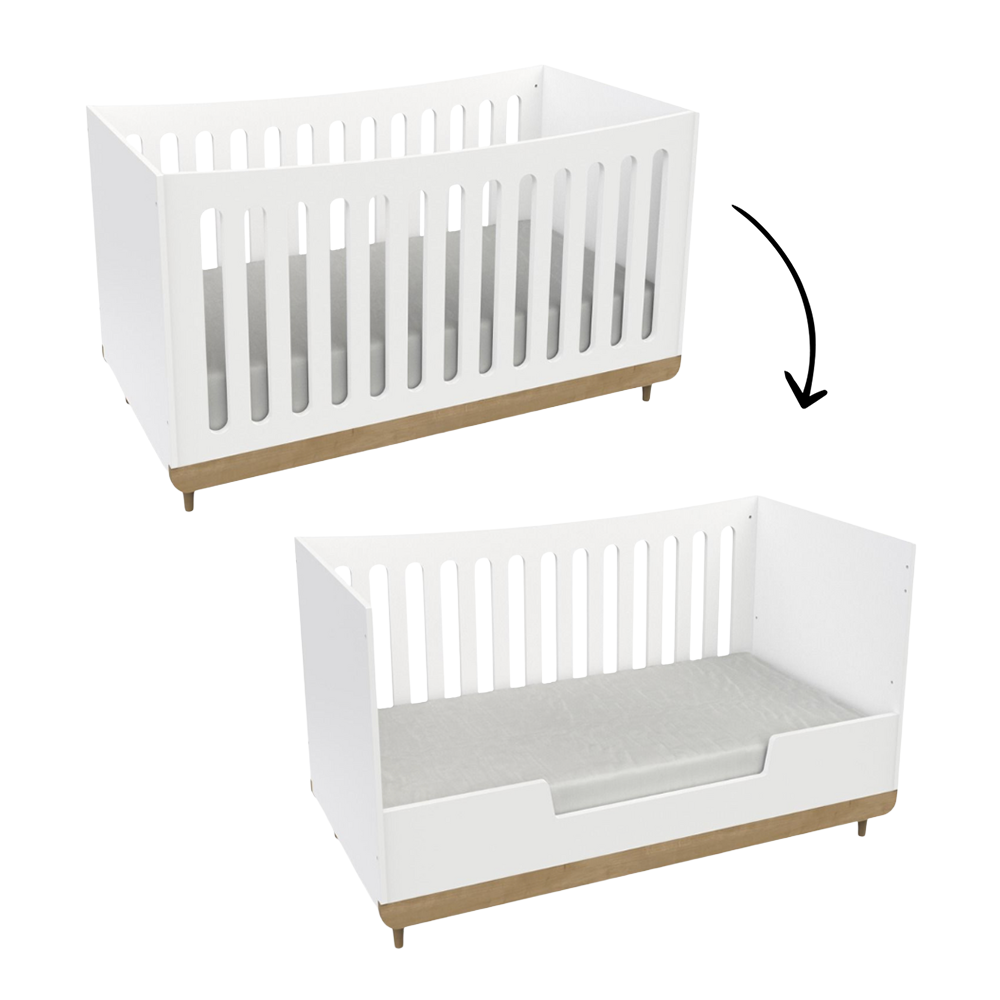 Meegroei Ledikant Scandinave Wit/Naturel 70x140 Meegroei Ledikant Scandinave Wit/Naturel 70x140 - Afbeelding 1