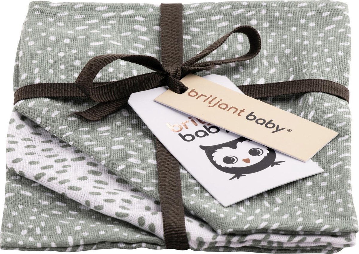 Washandjes Briljant Baby Hydrofiel Minimal Stonegreen 3st Washandjes Briljant Baby Hydrofiel Minimal Stonegreen 3st - Afbeelding 1