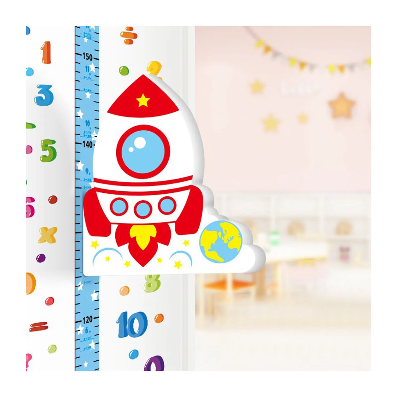 3D-Movable-Cartoon-Children-Height-Ruler-Wall-Decoration-With-Animal-Shape-Movable-Magnetic-Sticker-Household_4d24a4d6-4766-49d6-8903-853a846066b0 Kids Measure Tool™ - Op avontuur met hoogte - Magnetisch meetlint Raket | Educatief Speelgoed - Afbeelding 1