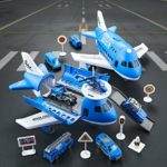 MiniAirBase– Interactief&Educatief– Vliegveld Speelset Met Voertuigen Blauw | Educatief Speelgoed