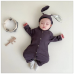 Mini Fashion™ - Schattig Konijnen Design - Baby Romper Donker Grijs / 73 (6-9maanden) | Educatief Speelgoed