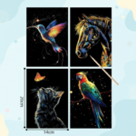 GlowArt– Glow-in-the-dark – Kraskaarten Set Dier B | Educatief Speelgoed