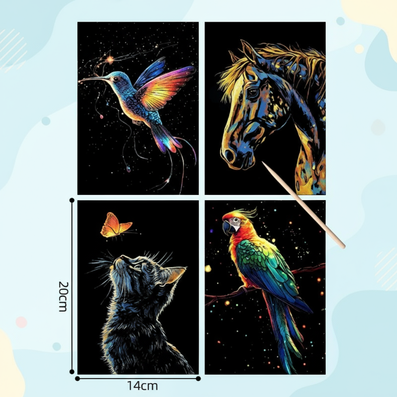 3_72b7adfe-cbe6-44e1-9eb6-4be8a0865483 GlowArt– Glow-in-the-dark – Kraskaarten Set Dier B | Educatief Speelgoed - Afbeelding 1