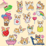 GemArt– Schattig&Glanzend– Diamant Painting Stickers Corgi A | Educatief Speelgoed