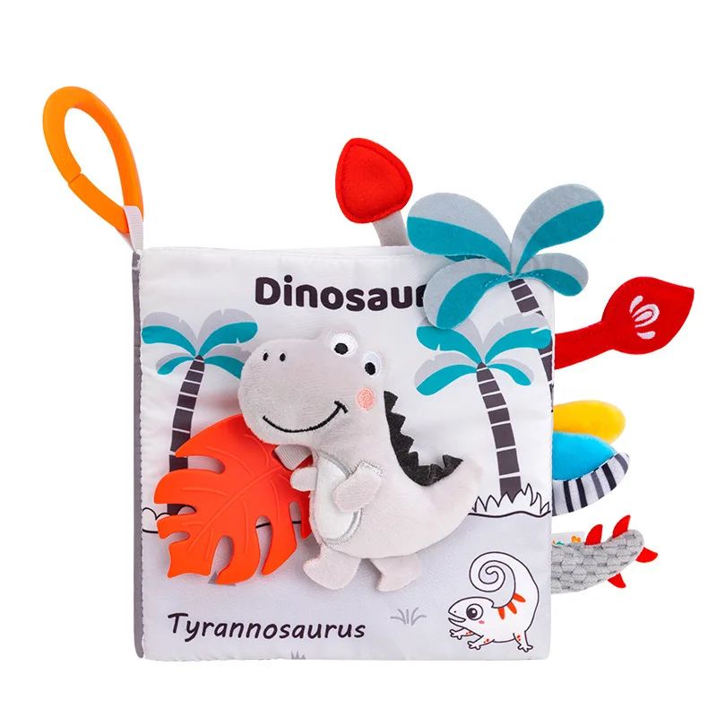 3_9b1fd691-09a4-4285-99da-a00645861643 Soft Sensory Book– Voelen&Ontdekken– Baby Boekje Dinosaurus | Educatief Speelgoed - Afbeelding 1