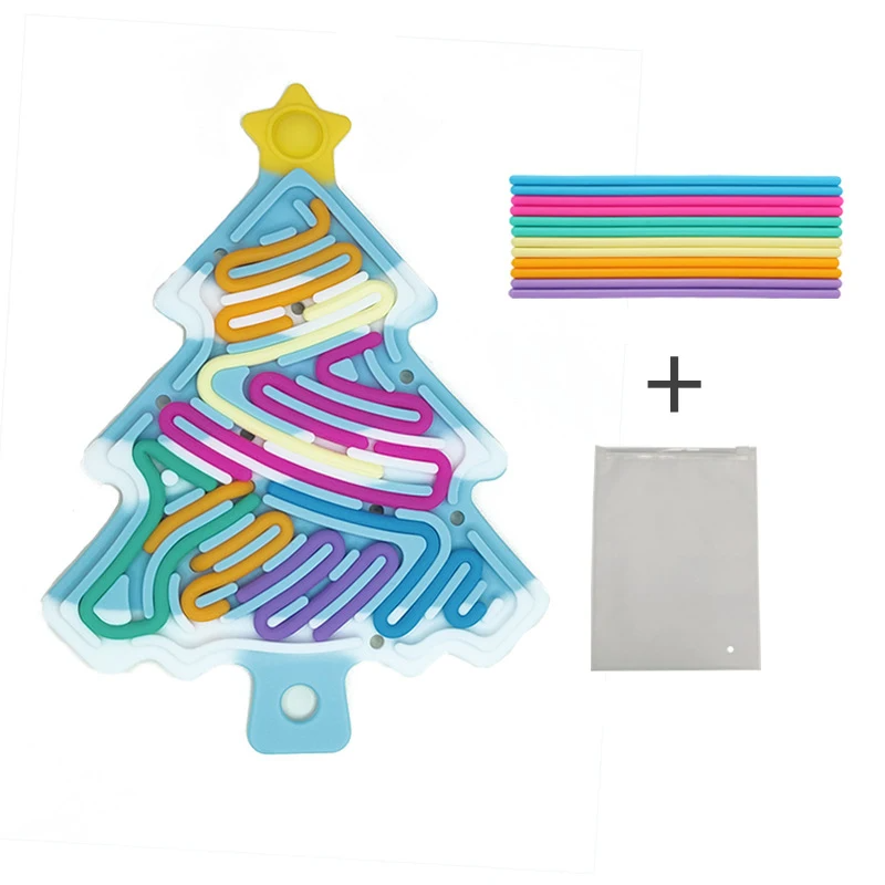 3_9fc8186b-6a4d-40d1-8d9d-66f58a6b7d3a Xmas Tree Fidget Toy™ - Compact, Kerstig&Leuk - Siliconen Fidget Kerstboom Blauw met sneeuw | Educatief Speelgoed - Afbeelding 1