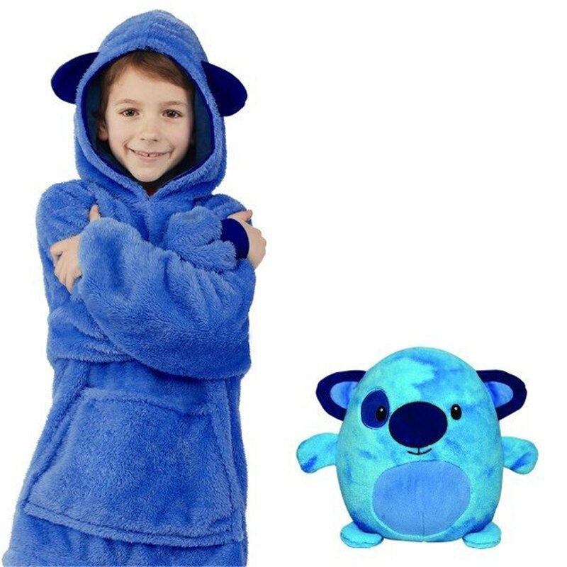 3_c6ae944f-f788-49a7-b71b-c807964f927f KnuffelHoodie™ - Hoodie en knuffel in een! - Warm&Multifunctioneel Blauw wezentje | Educatief Speelgoed - Afbeelding 1
