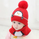 Mini Fashion™ - Schattig Pinguin Design - Kinder Muts&Sjaal Rood / One Size | Educatief Speelgoed
