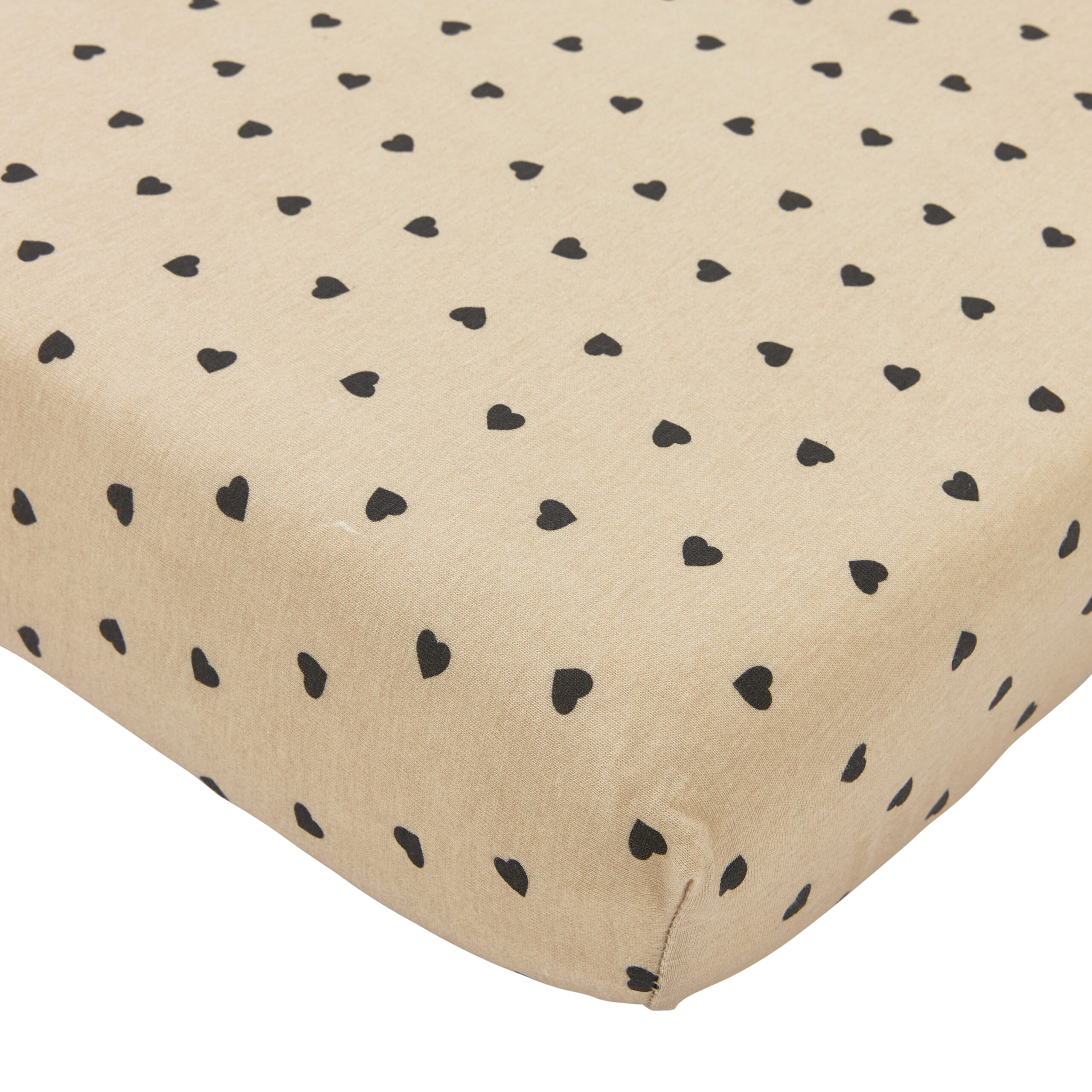 Hoeslaken Co-Sleeper Meyco Sweet Heart Sand/Black Hoeslaken Co-Sleeper Meyco Sweet Heart Sand/Black - Afbeelding 1