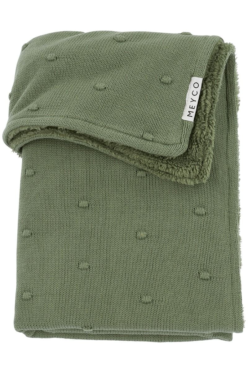 Deken Ledikant Meyco Knit Basic Teddy Forest Green Deken Ledikant Meyco Knit Basic Teddy Forest Green - Afbeelding 1