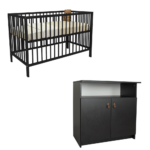 Babykamer Colorfull Home Yara (Meegroei Ledikant Luca V2 Pure Black + Commode)