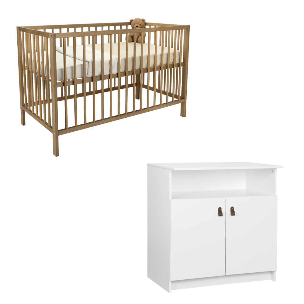 Babykamer Colorfull Home Jasper (Meegroei Ledikant Luca V2 Pure Walnut + Commode) Babykamer Colorfull Home Jasper (Meegroei Ledikant Luca V2 Pure Walnut + Commode) - Afbeelding 1