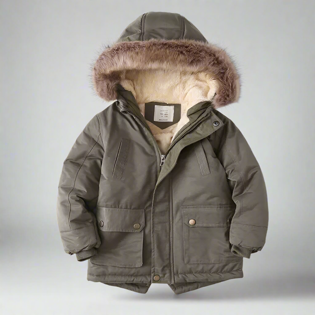 4_08b77992-1626-4ab8-9ecb-1106e1c5a224 CozyTrend– Elegant&Warm– Parka Winterjas met Bontkraag Koffie / 150 (11–12 jaar) | Educatief Speelgoed - Afbeelding 1