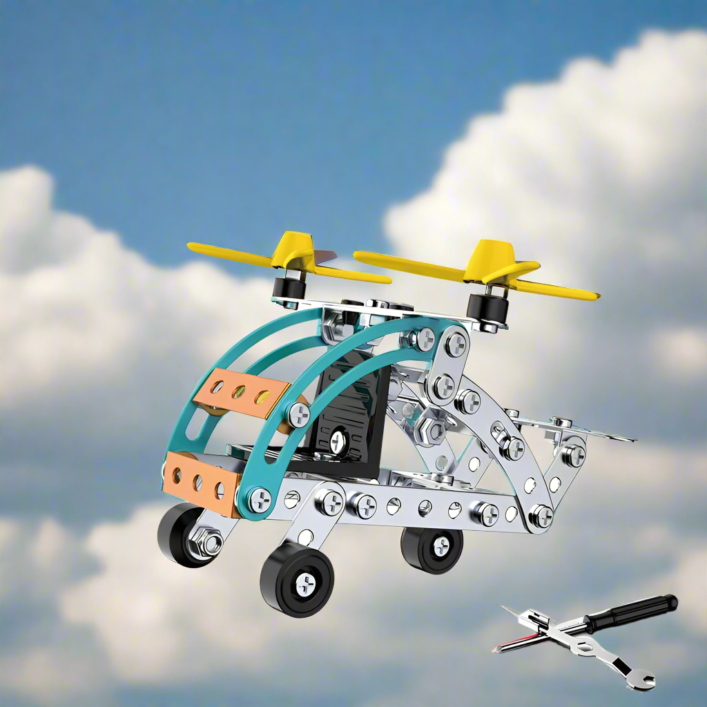 4_0ceccba7-69c4-47df-a347-2b95a56cf149 MetalBuild– Stoer&Educatief– Constructie Voertuig Set Vliegtuigen 106 stuks | Educatief Speelgoed - Afbeelding 1