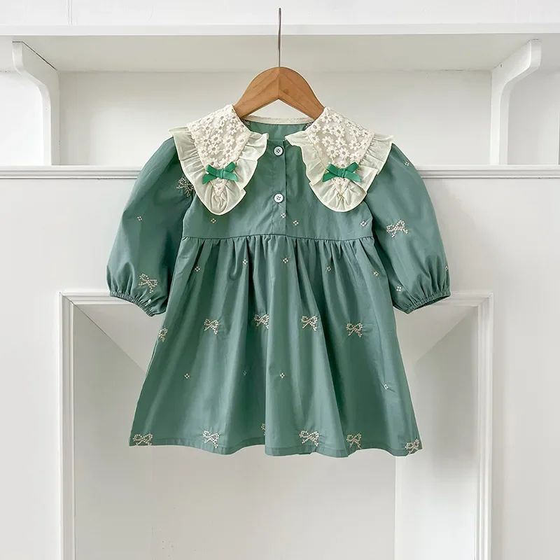 Mini Fashion™ - Sprookjes&Stijl - Baby Jurkje Haze Groen / 110 (4-5 Jaar) | Educatief Speelgoed