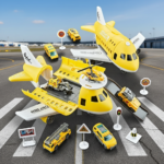 MiniAirBase– Interactief&Educatief– Vliegveld Speelset Met Voertuigen Geel | Educatief Speelgoed