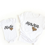 Mini Fashion™ - Mama&Dochter - Matchende Shirt&Romper Wit - Mama / Baby's 60 - (9-12 maanden) | Educatief Speelgoed