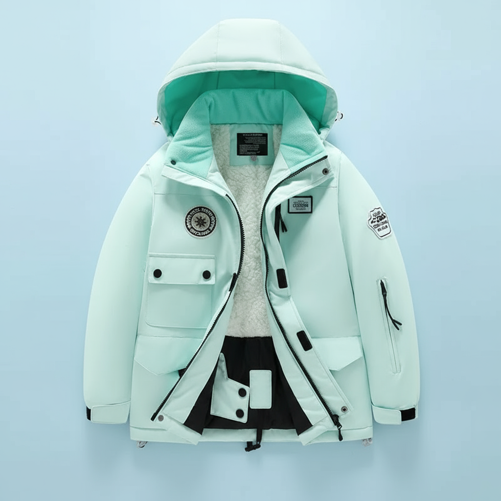 4_74b22f8f-a900-4041-a3bd-445fa624a940 GlacierFit– Ademend&Beschermend Waterdicht– Ski-pak met Fleecevoering Groene jas / 110 (5–6 jaar) | Educatief Speelgoed - Afbeelding 1