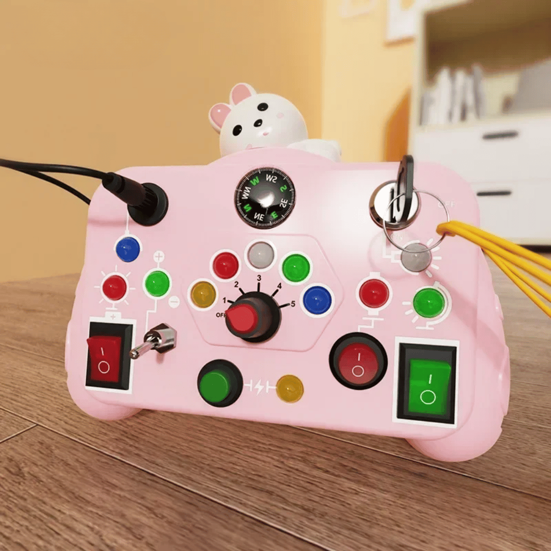 4_873f2f40-2ce3-4b9b-b177-643d61f2f2d5 Busy Light Board™ - Licht, Geluid&Plezier - Activiteiten bord Roze | Educatief Speelgoed - Afbeelding 1