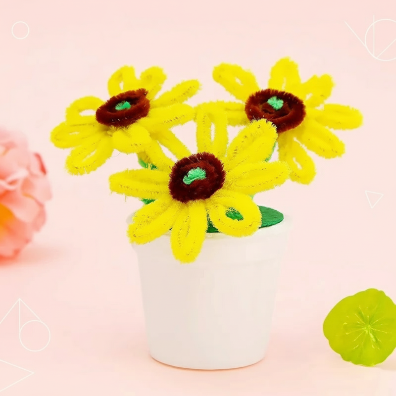 4_a6b75685-6f30-4f9a-bae5-a99fe635b389 CraftBloom– Kleurrijk&Creatief– DIY Bloempot Knutselset Zonnebloemgeel | Educatief Speelgoed - Afbeelding 1