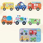 BrainBox– Leren&Spelen– 3D Houten Puzzel Verkeer | Educatief Speelgoed