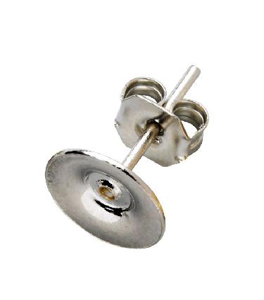 Oorstekers met platte kant - 8 mm - 10 stuks - zilverkleurig