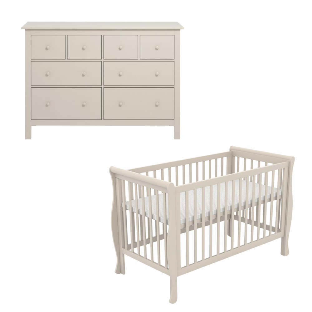 Babykamer Bretagne Gala Sand (XL-Commode + Ledikant) Babykamer Bretagne Gala Sand (XL-Commode + Ledikant) - Afbeelding 1