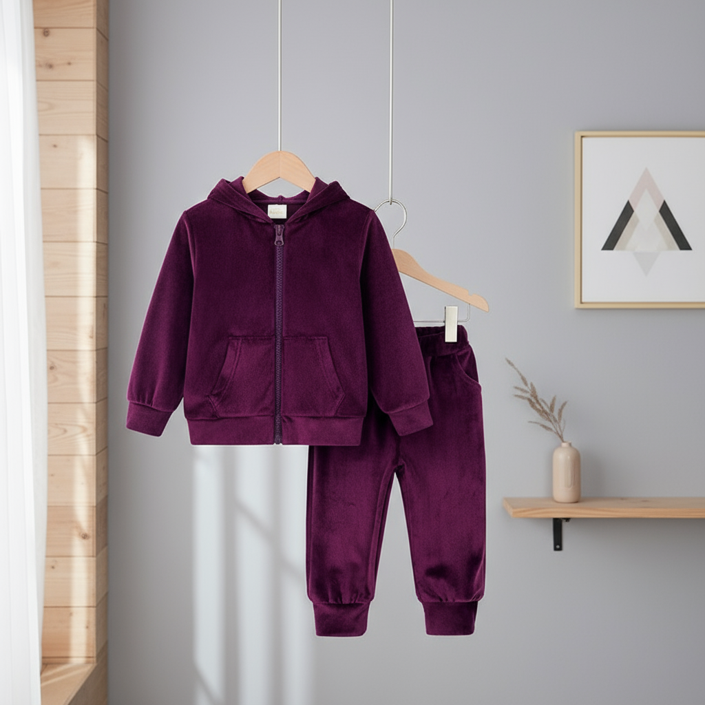 5_1b270c30-560d-4952-88c0-30a4c6fc4653 Mini Fashion™ – Zacht en warm – Joggingpak Paars (Plum) / 140 (7–8 jaar) | Educatief Speelgoed - Afbeelding 1