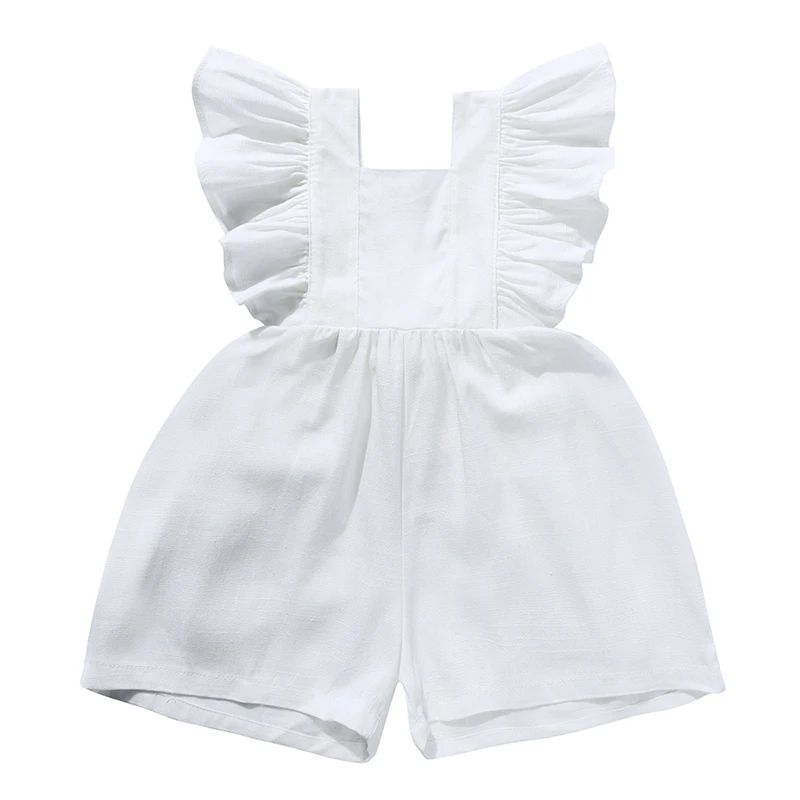 5_2 Mini Fashion™ - Zomers&Schattig - Kinder Jumpsuit Meisjes Wit / 100 (2-3 jaar) | Educatief Speelgoed - Afbeelding 1