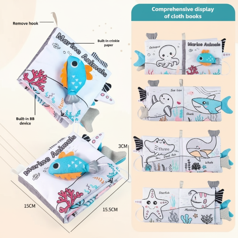 5_3df14e07-0528-49e8-95e7-263db470e140 SoftTails– Kleurrijk&Sensorisch– Baby staartboekje Oceaanboek | Educatief Speelgoed - Afbeelding 1