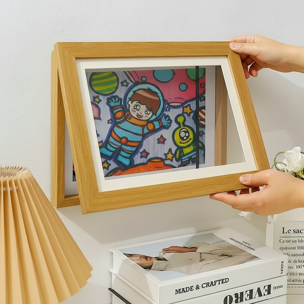 5_8069fedb-7dd1-4cad-a016-98e50252b22e LittleGallery– Leuk&Educatief– Kunstframe A4 Bruin | Educatief Speelgoed - Afbeelding 1