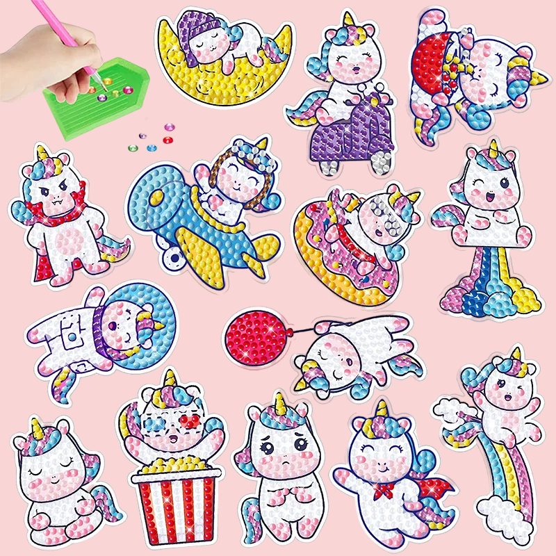 5_f9f07cf9-5d80-4bdb-a603-d3733bdd93e6 GemArt– Schattig&Glanzend– Diamant Painting Stickers Eenhoorn B | Educatief Speelgoed - Afbeelding 1