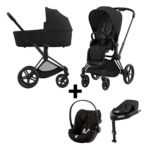 Kinderwagen Cybex Priam Sepia Black/Black met Autostoel Cloud G I-Size&Base