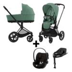 Kinderwagen Cybex Priam Leaf Green/Dark Green met Autostoel Cloud G I-Size&Base