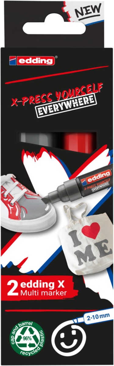 edding 6900 X Multi Marker - 2 stuks - rood + grijs edding 6900 X Multi Marker - 2 stuks - rood + grijs - Afbeelding 1