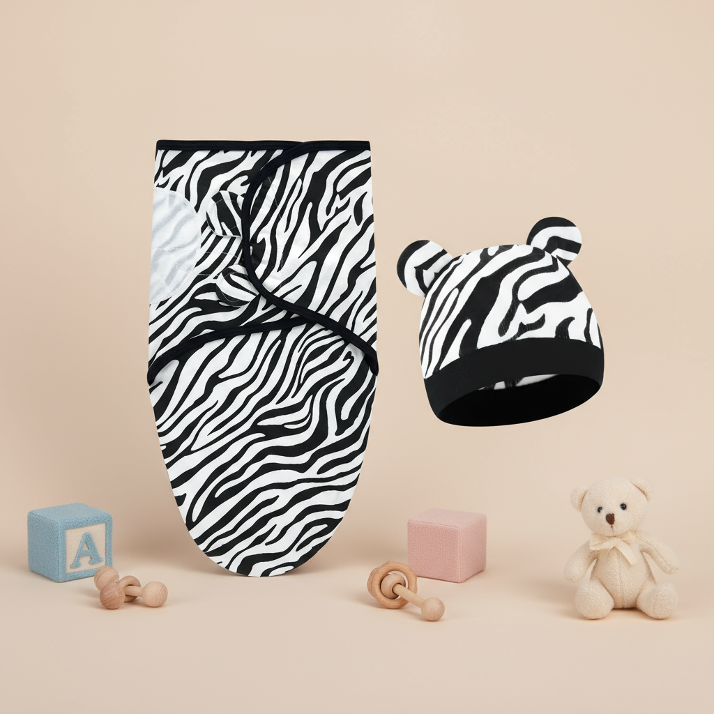 6_650b946e-4a7d-4a84-83a6-d290a20e1204 SnuggleBear– Zachte&Warme– Baby Wikkel Deken Zebra | Educatief Speelgoed - Afbeelding 1