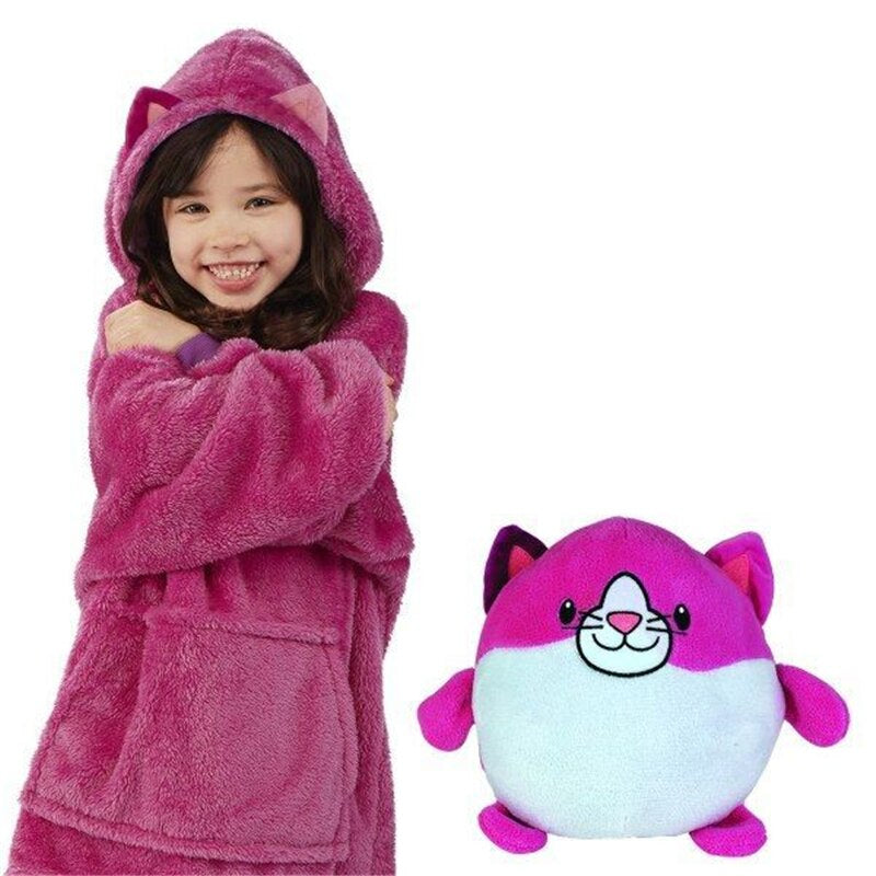 6_da011cee-5fb2-4f71-9029-f91d3f8fed87 KnuffelHoodie™ - Hoodie en knuffel in een! - Warm&Multifunctioneel Roze kat | Educatief Speelgoed - Afbeelding 1