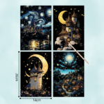 GlowArt– Glow-in-the-dark – Kraskaarten Set Maan | Educatief Speelgoed