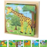 CubePuzzle– Leuk&Educatief– 3D Houten Blokken Puzzel Jungle | Educatief Speelgoed