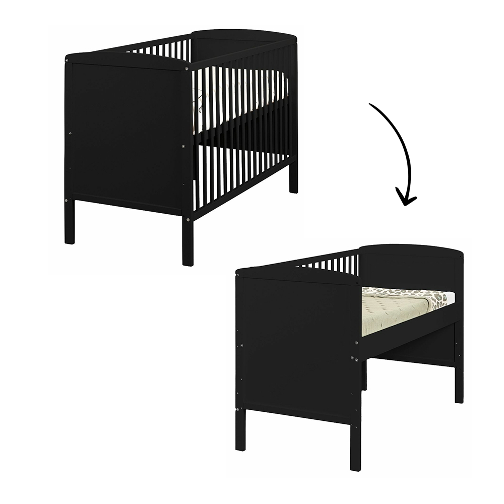 Meegroei Ledikant/Co-sleeper Colorfull Home Lya2 Beuken Black 60x120 Meegroei Ledikant/Co-sleeper Colorfull Home Lya2 Beuken Black 60x120 - Afbeelding 1